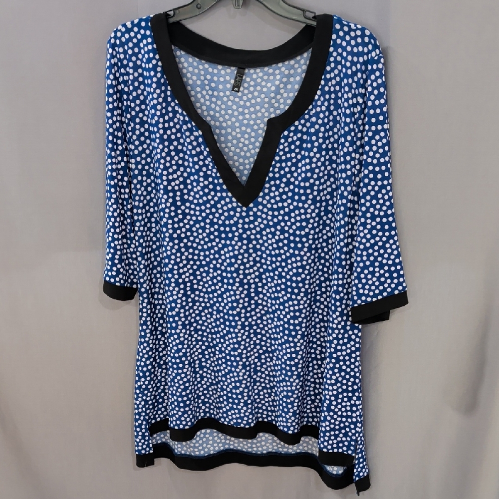 Polka Dot V-Neck Women's Top 2X